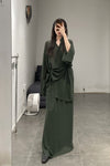Samuel GUI yang double-layer folding half skirt AW22SK03-2 Ink green